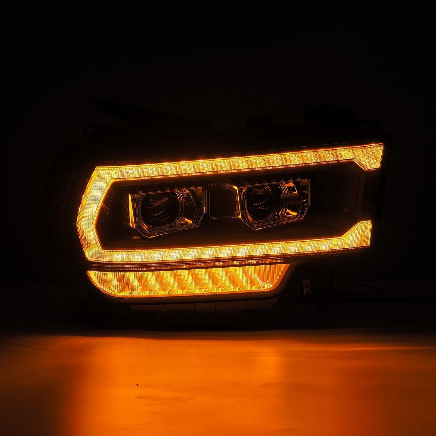 AlphaRex 19-21 Ram 2500 3500 LUXX LED Proj Headlights Plank Style Black w/Activ Light/Seq Signal/DRL