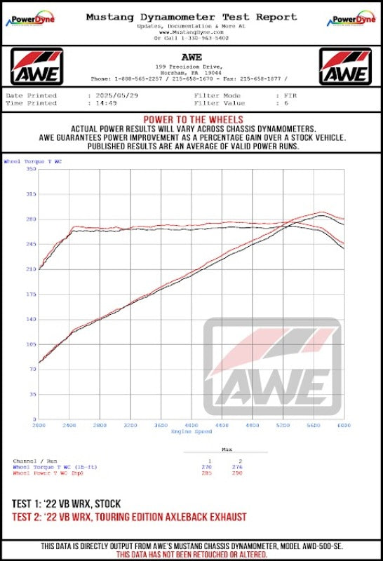 AWE Tuning 22-25 Subaru VB WRX Touring Edition Axleback Exhaust - Diamond Black Tips
