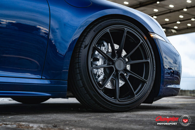 Vossen X Champion RS92 20X9 / ET44 / 5X130 / Satin Black Wheel / 911 Turbo 991 5 Lug - Front