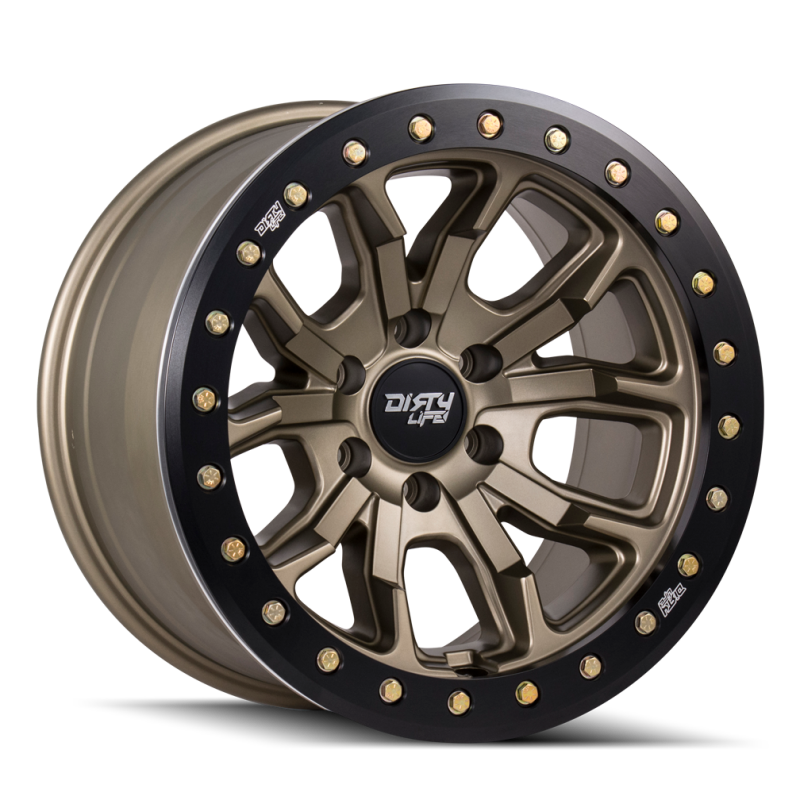 Dirty Life 9303 DT-1 17x9 / 5x127 BP / -38mm Offset / 78.1mm Hub Satin Gold Wheel - Beadlock