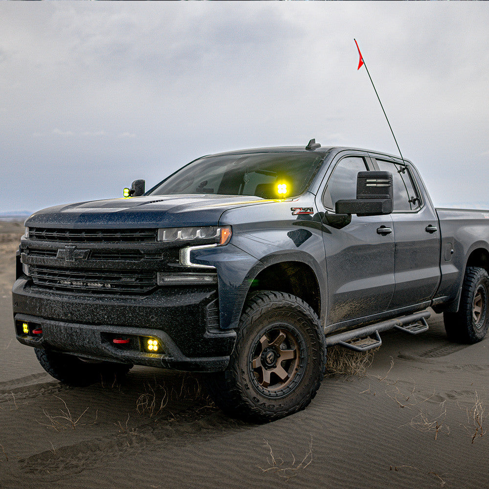 Baja Designs 2019 SilveradoBaja Designs 2019-22 Silverado 1500 / 2020-22 2500HD/3500HD Sport Fog Pocket Mount Kit - AmberPro Fog Pocket Mount Kit