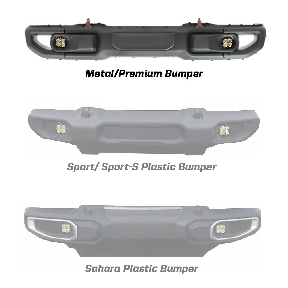 Baja Designs Jeep 2020-24 Gladiator; 2018-24 Wrangler JL With Rubicon Bumper SAE Fog Pocket Kit - Amber