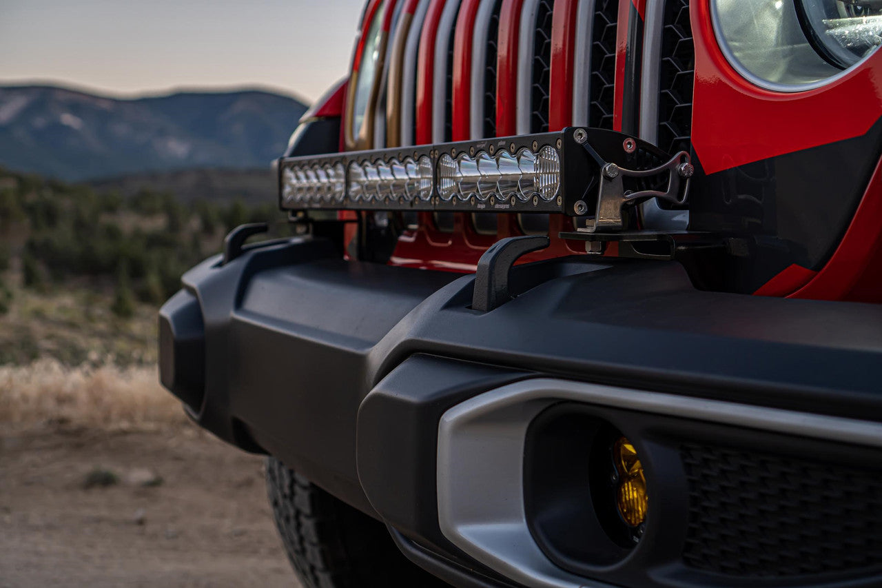 Baja Designs Jeep 2020-24 Gladiator; 2018-24 Wrangler JL With Plastic Bumper OnX6+ 30in Bumper LED Light Bar Kit With Toggle Switch