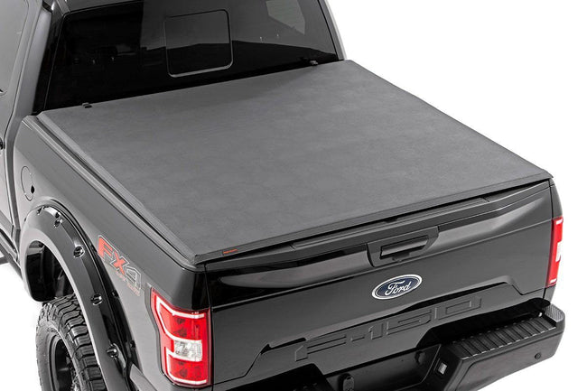 Rough Country Bed Cover Tri Fold Soft 6.7 Foot Bed 21-23 Ford F-150 2WD/4WD