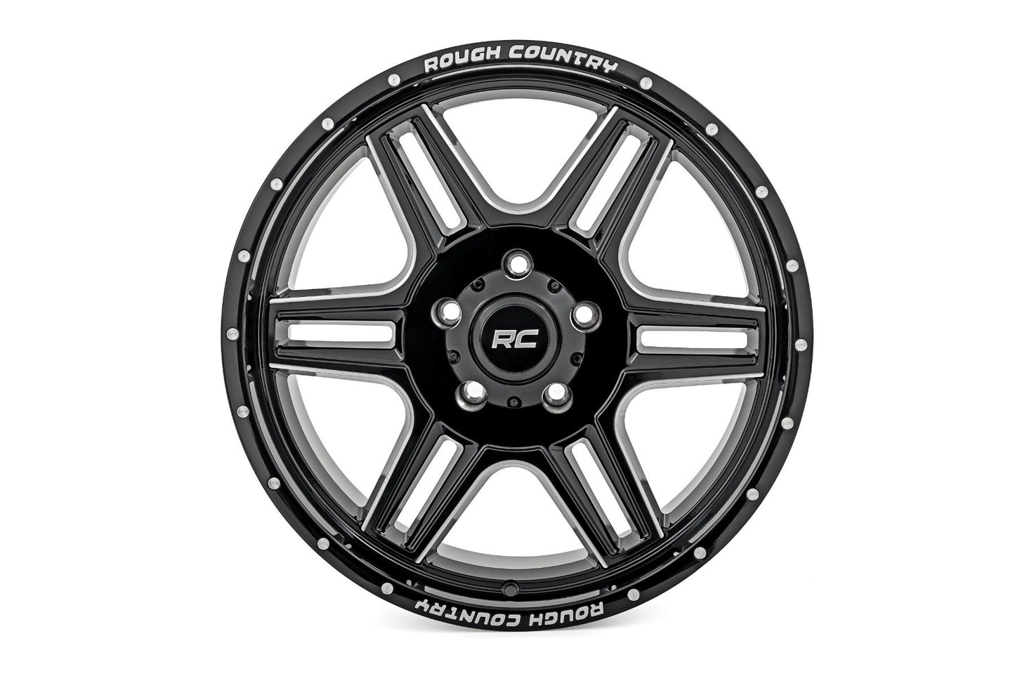 Rough Country 92 Series Wheel | Machined One-Piece | Gloss Black | 18x9 | 5x5 | +0mm