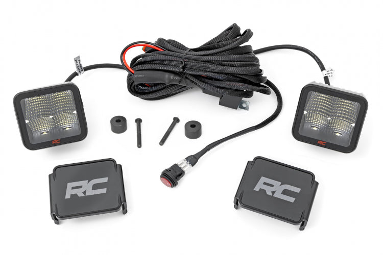Rough Country Jeep 2 Inch LED Cube Easy-Mount Kit 18-23 Wrangler JL/ 20-23 Gladiator-Spectrum Series