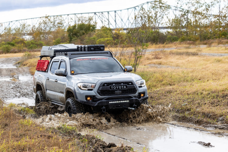 Rough Country LED Light Kit | Ditch Mount | 2" Black Pair | Amber DRL | Toyota Tacoma (16-23)