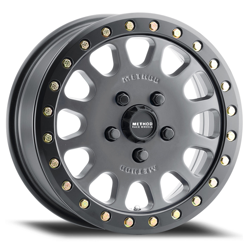 Method MR401 UTV Beadlock 15x6 / 5+1/49mm Offset / 5x4.5 / 72mm CB Titanium Wheel - Matte Black Ring