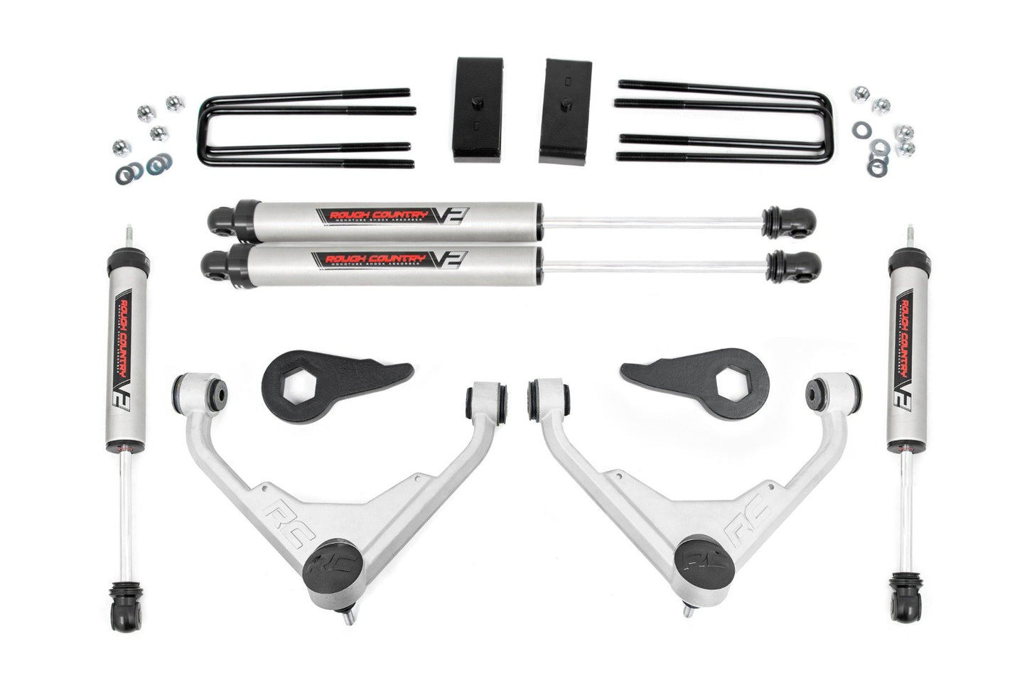 Rough Country Silverado 2500/3500/Suburban 3 Inch GM Suspension Lift Kit With V2 Shocks For 01-10 Silverado 2500/3500/Suburban FT RPO