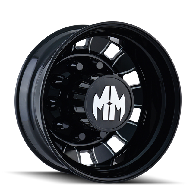 Mayhem 8180 BigRig 24.5x8.25/10x285.75 BP/168mm Offset/220.1mm Hub Rear Black w/ Milled Spokes Wheel