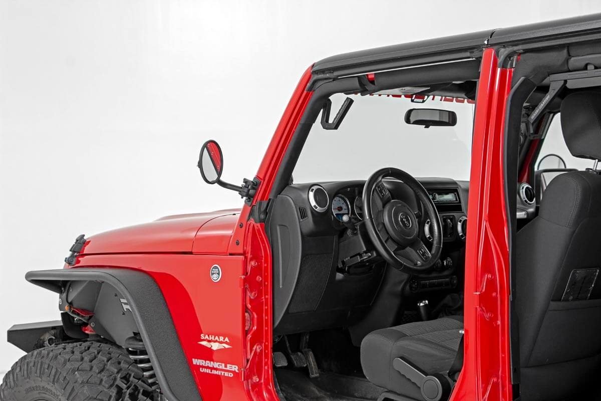 Rough Country Jeep Classic Round Folding Mirror 07-18 Wrangler JK