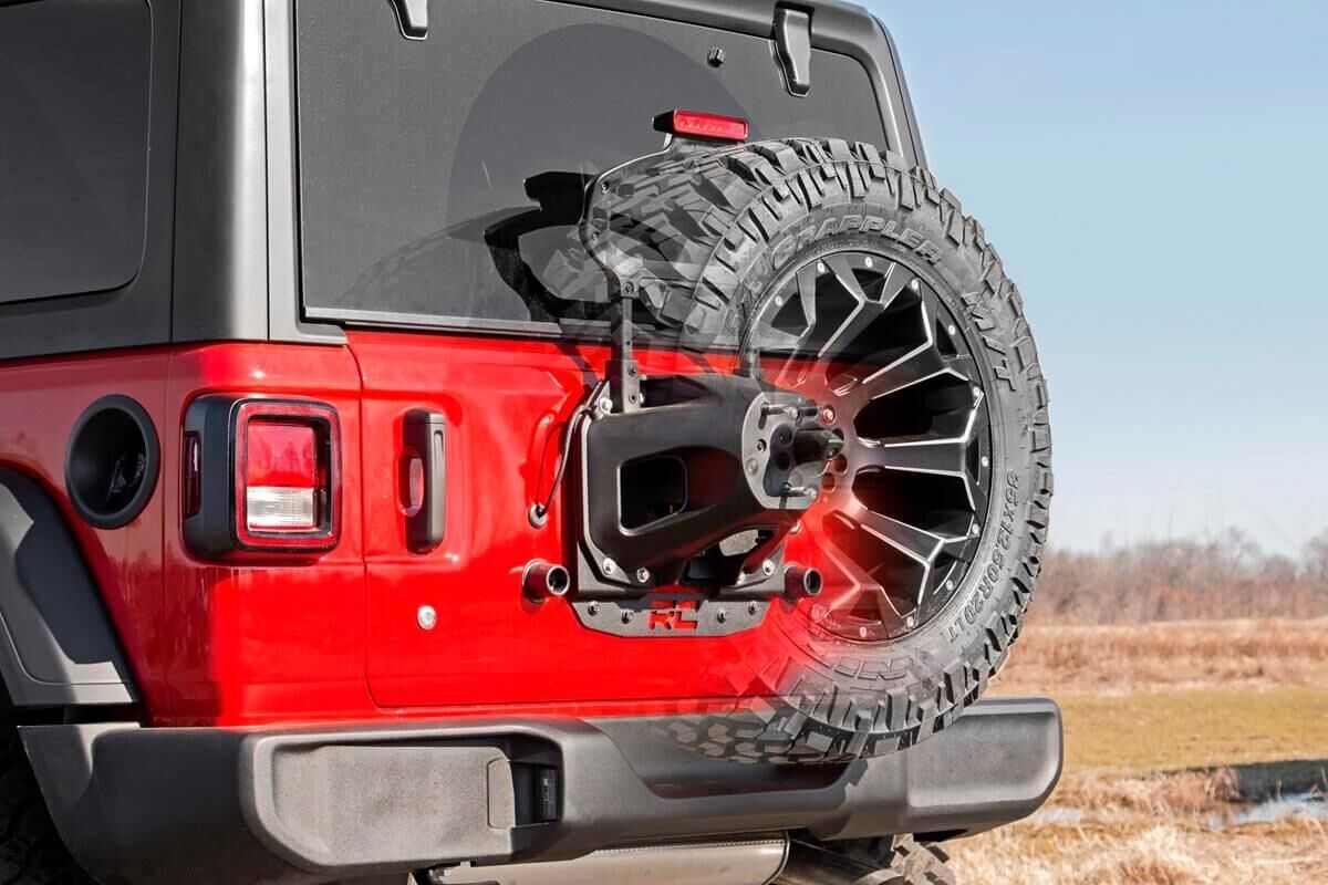 Rough Country Jeep Spare Tire Relocation Bracket 18-20 Wrangler JL w/Rear Proximity Sensors