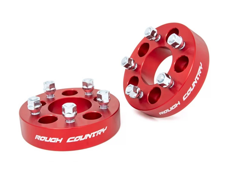 Rough Country 1.5 Inch Wheel Spacers Red 5 x 4.5 Bolt Pattern Pair 84-01 Cherokee XJ 86-92 Comanche MJ 87-95 Wrangler YJ 93-98 Grand Cherokee ZJ 97-06 Wrangler TJ