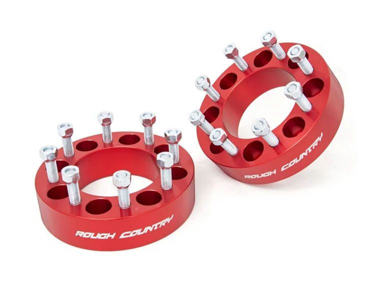Rough Country 2 Inch Wheel Spacers Pair Red 12-14 Ram 2500/3500 Silverado/Sierra 2500 HD/3500 HD
