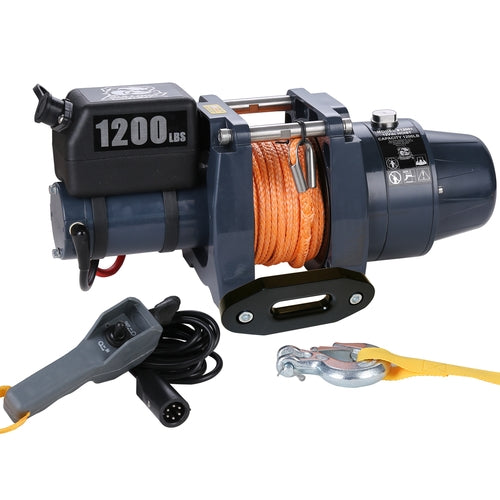 Bulldog Winch Hoist 1200 LB 12vDC Synthetic Rope