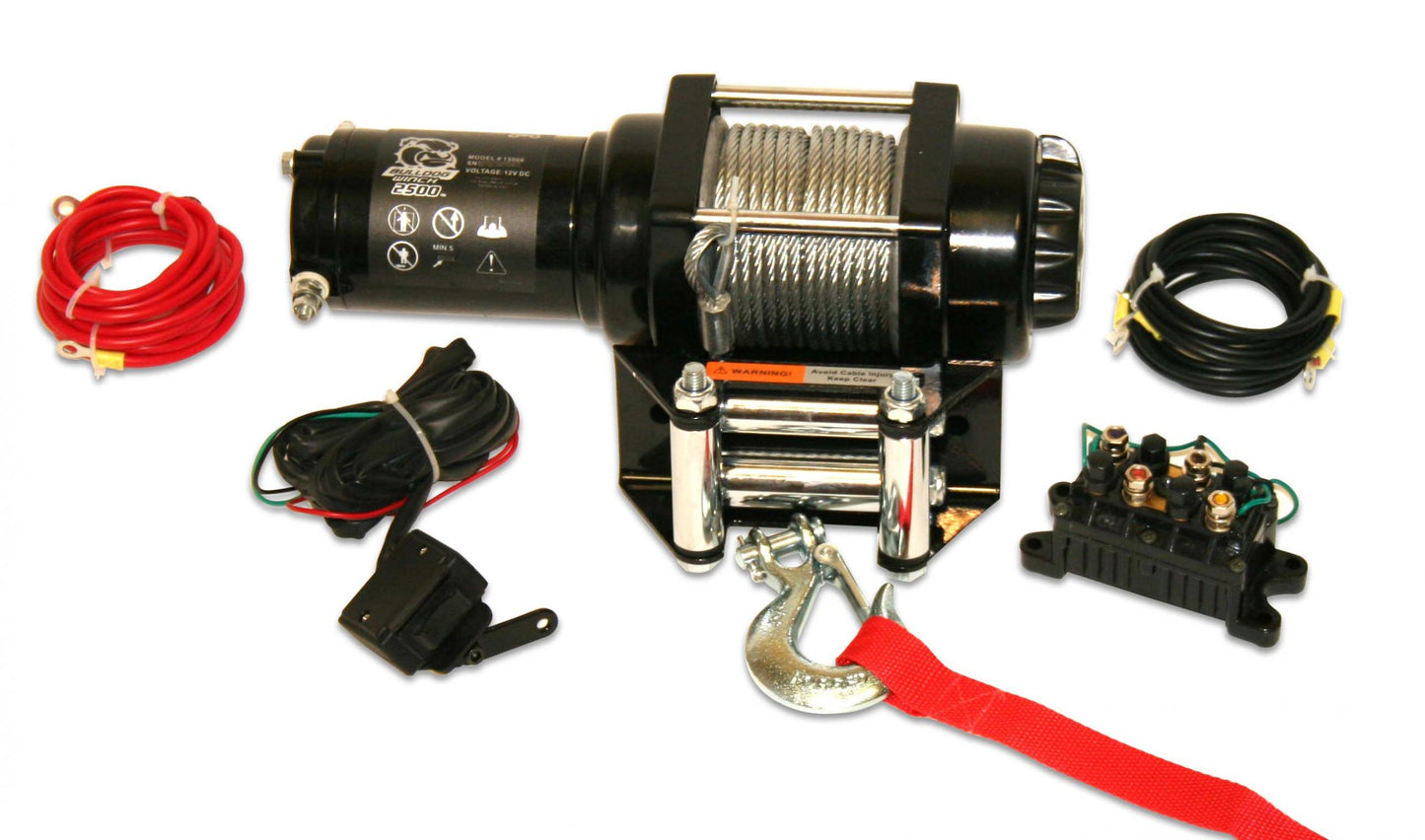 Bulldog Winch 2,500 LB ATV Winch 50 Ft Wire Rope W/Mini Rocker Switch Mounting Channel Roller Fairlead