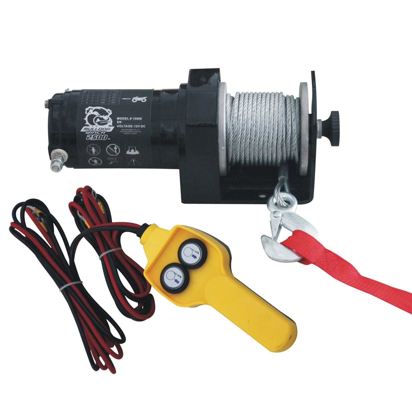 Bulldog Winch 2,500 LB ATV Winch 50 Ft Synthetic Rope W/Mini Rocker Switch Mounting Channel Roller Fairlead