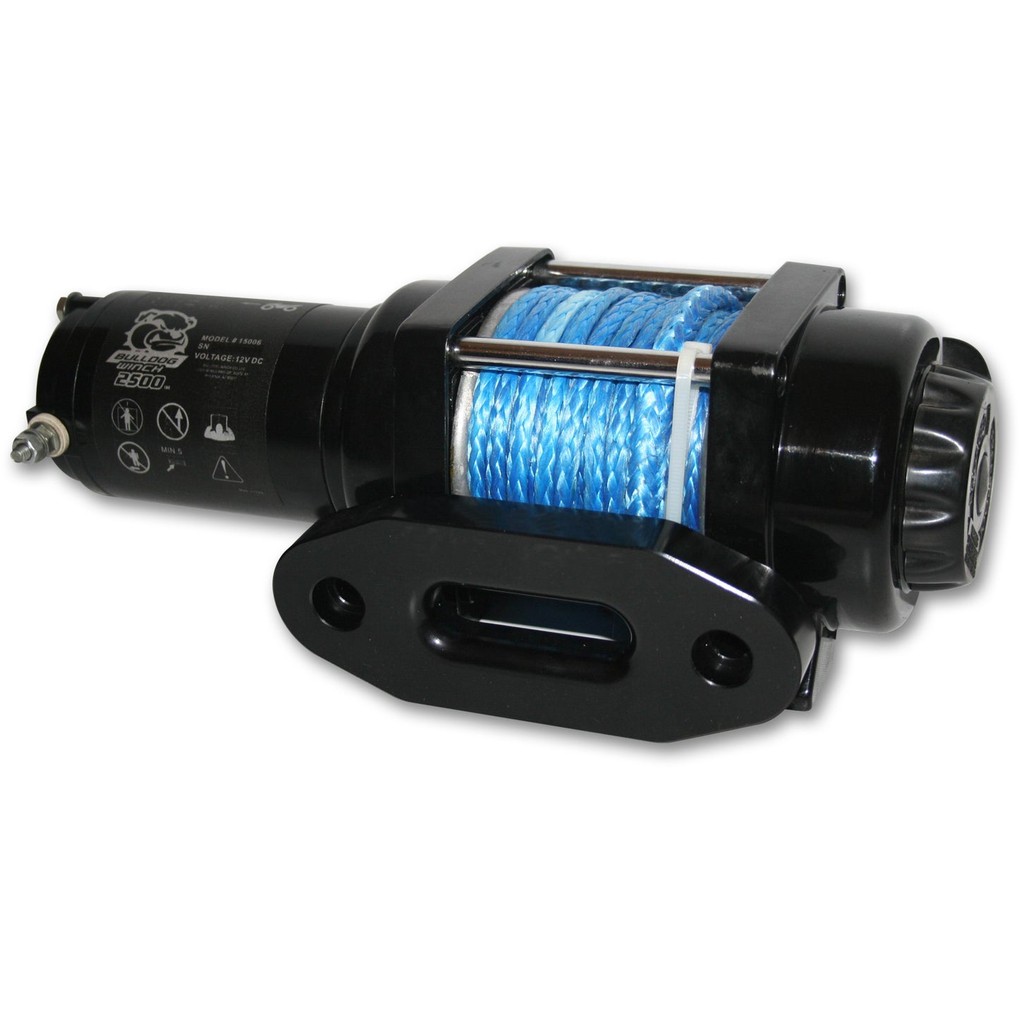 Bulldog Winch 2,500 LB ATV Winch 50 Ft Synthetic Rope Mini-Rocker Switch Mount Channel Aluminum Hawse Fairlead