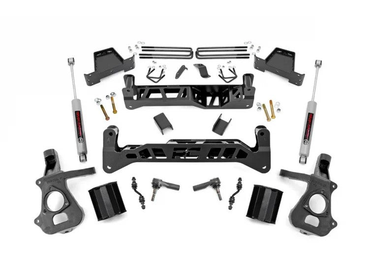 Rough Country 7 Inch Suspension Lift Kit w/N3 14-18 Silverado/Sierra 1500 2WD Aluminum/Stamped Steel Lower Arm