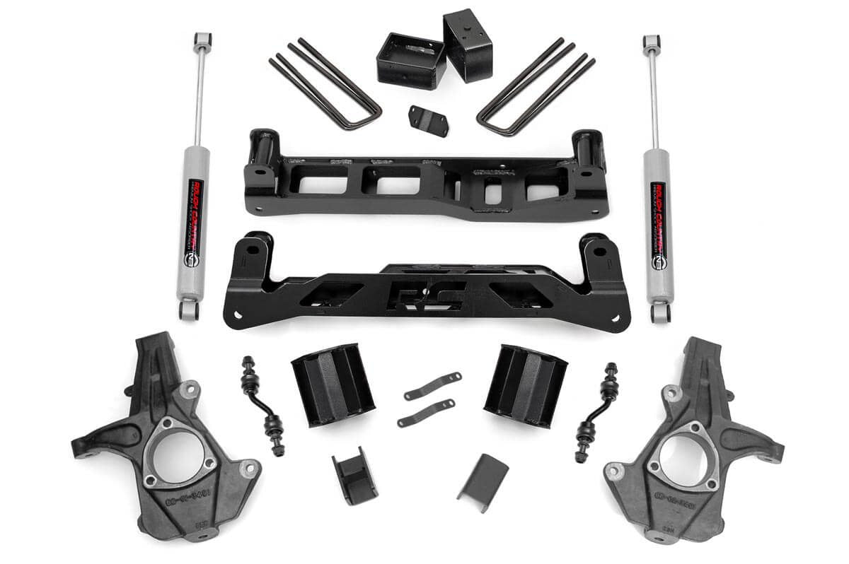 Rough Country 5 Inch Suspension Lift Kit No Struts w/N2.0 14-18 Silverado/Sierra 1500 2WD Aluminum/Stamped Steel
