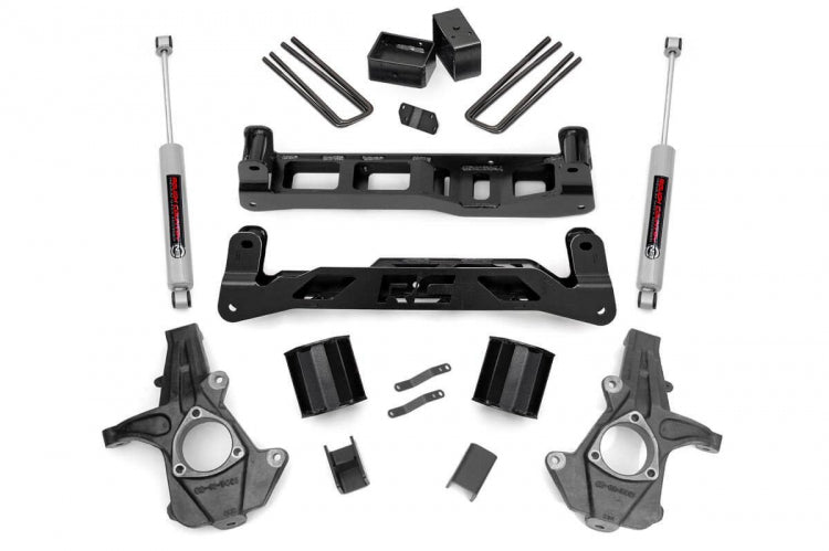 Rough Country 5 Inch Suspension Lift Kit w/N2.0 Shocks & Struts 14-18 Silverado/Sierra 1500 2WD Aluminum/Stamped Steel