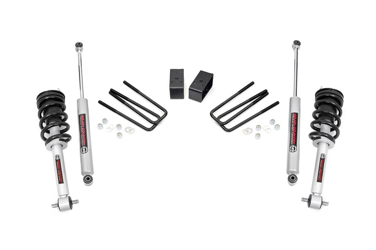 Rough Country 3.5 Inch Suspension Lift Kit N3 Struts and Shocks 07-13 Silverado/Sierra 1500 2WD Cast Steel