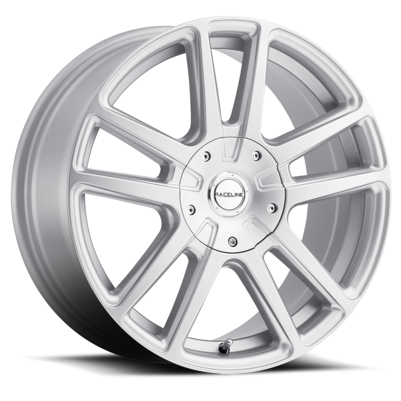 Raceline 145S Encore 18x8in 5x114.3 5x127 BP 40mm Offset 72.62mm Bore - Gloss Silver Wheel