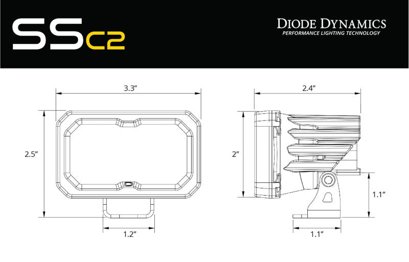 Diode Dynamics Stage Series 2 In Roll Bar Chase Light Kit SSC2 Sport - Yellow (Pair)