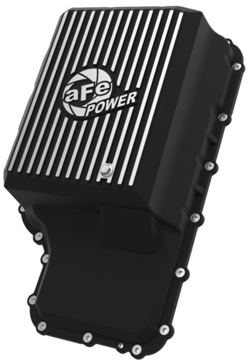 aFe 20-24 Ford Truck w/ 10R140 Transmission Pan Black POWER Street Series w/ Machined Fins