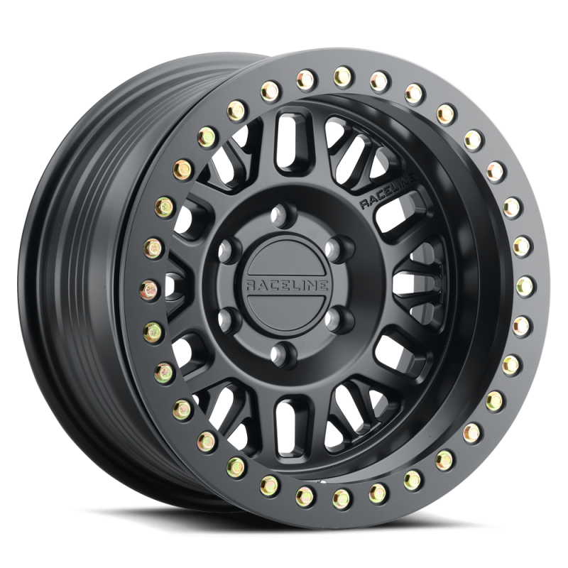 Raceline RT951B Ryno 17x9in 6x139.7 BP -12mm Offset 106.1mm Bore - Satin Black Beadlock Wheel