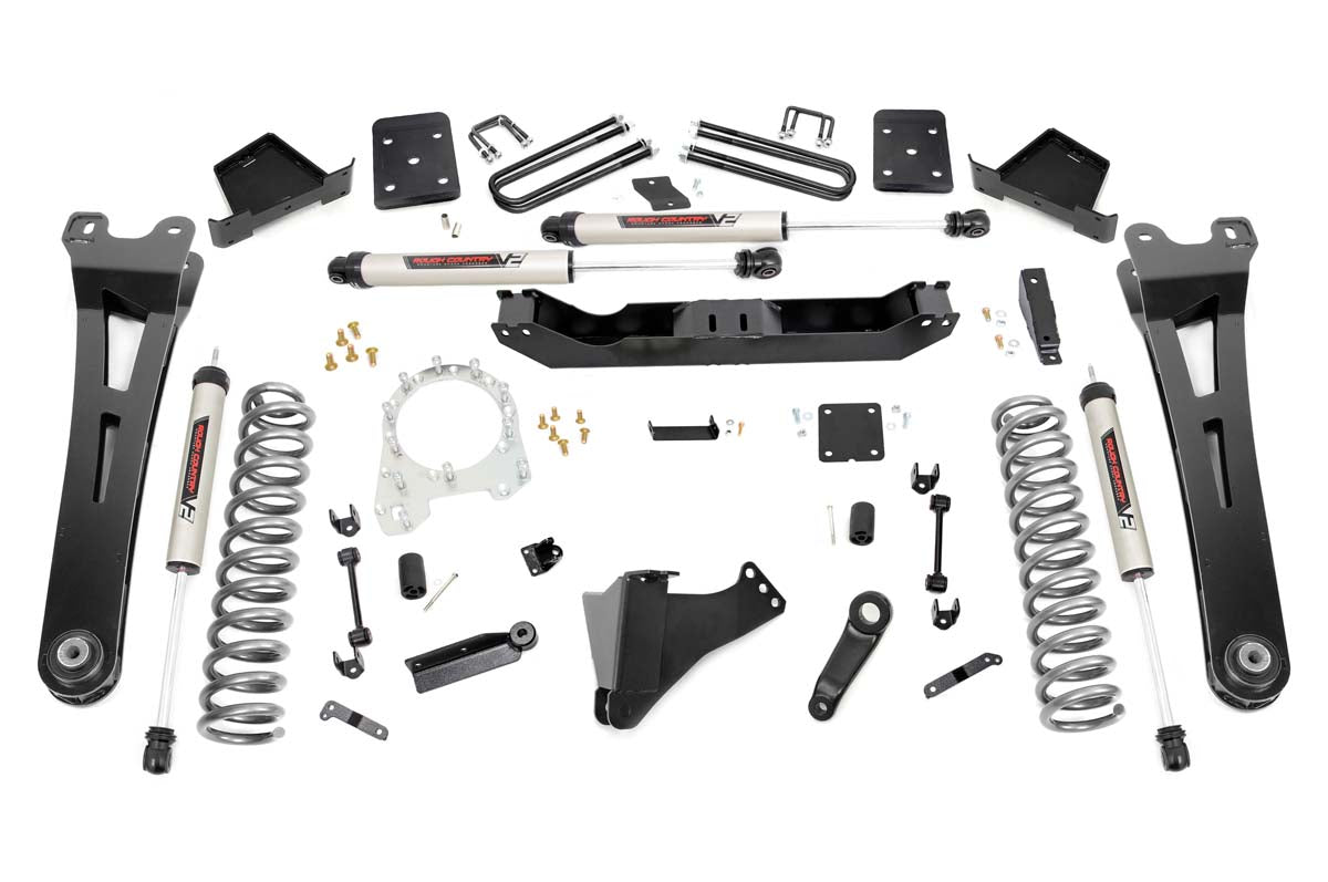 Rough Country 6 Inch Suspension Lift Kit w/Radius Arms & V2 Monotube 17-19 F-250/350 4WD Diesel