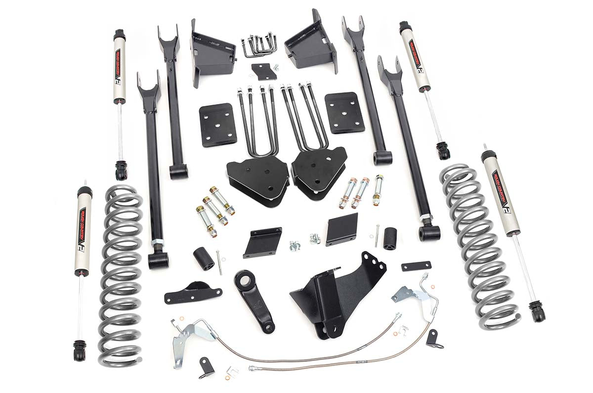 Rough Country 6 Inch Suspension Lift Kit Rear Overload Springs 4-Link w/V2 Shocks 15-16 F-250 4WD