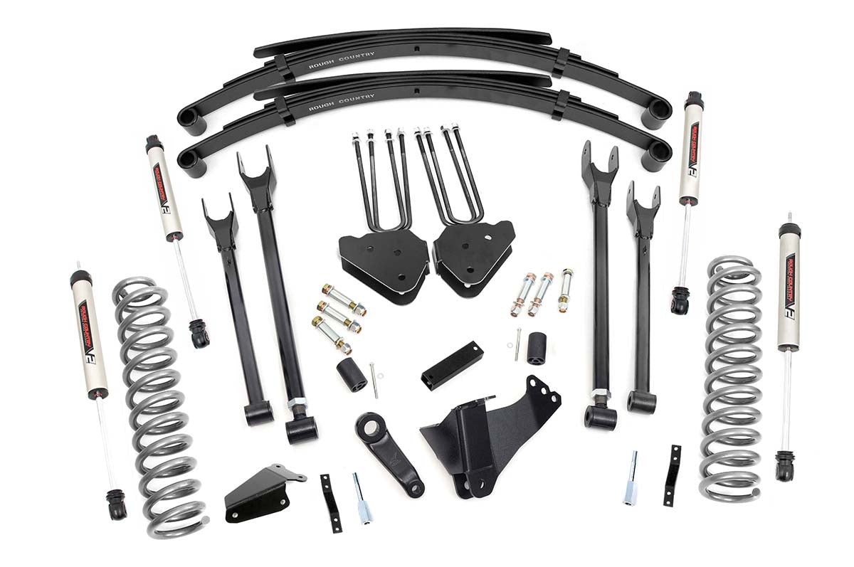 Rough Country 8 Inch Ford 4-Link Suspension Lift System w/V2 Shocks 05-07 F-250/350 4WD Diesel