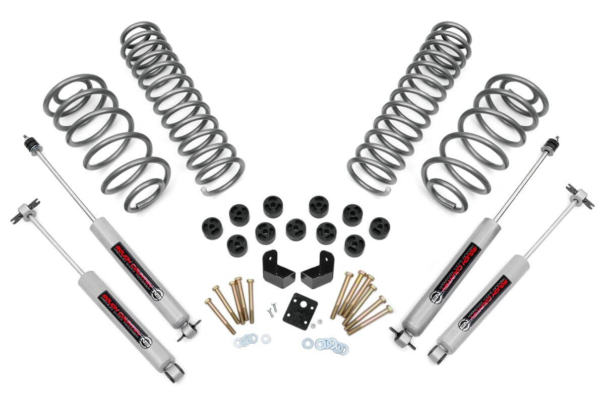 Rough Country 3.75 Inch Jeep Combo Lift Kit Preminum N3 Shocks 6 Cyl 97-06 Wrangler TJ