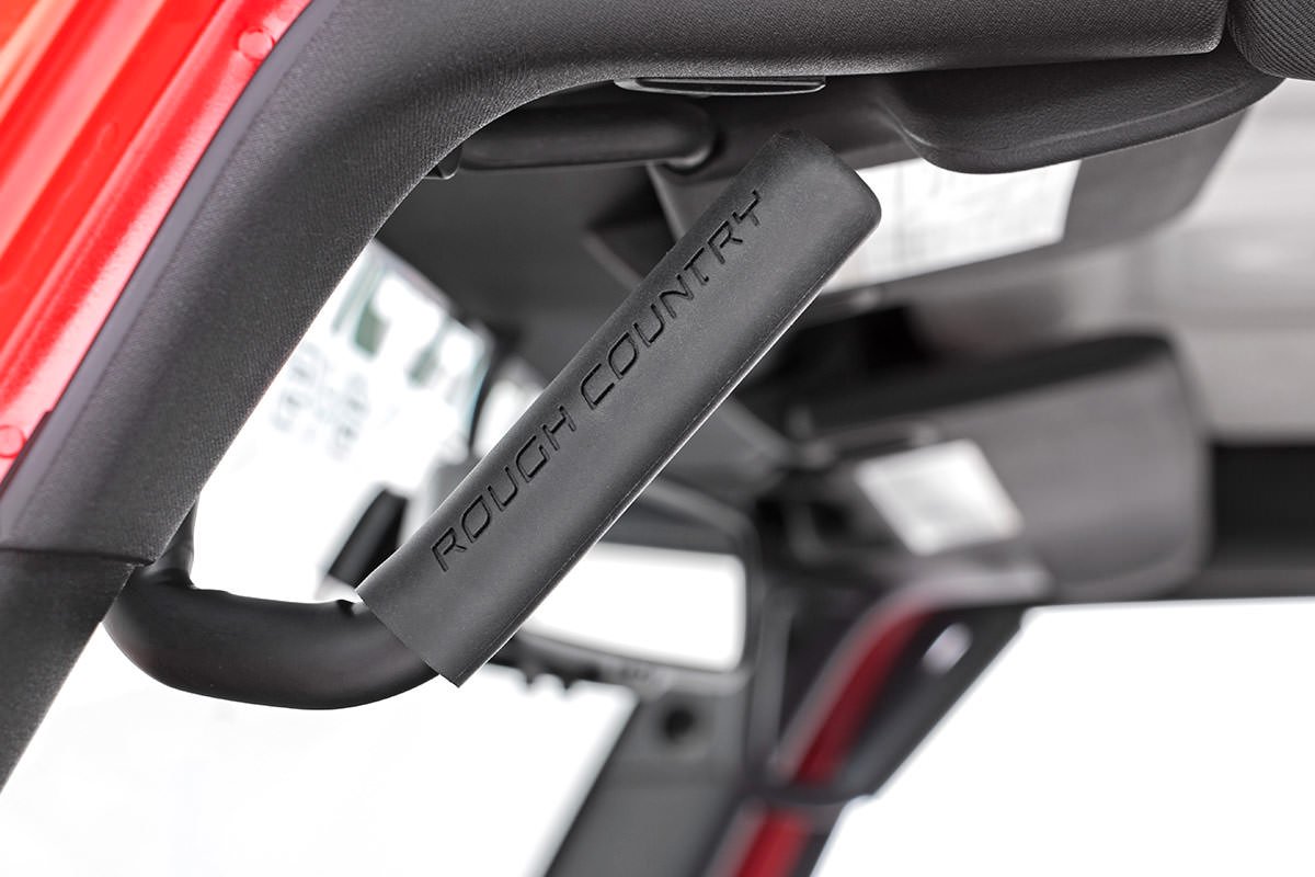 Rough Country Jeep Front Solid Steel Grab Handles 07-18 Wrangler JK Black