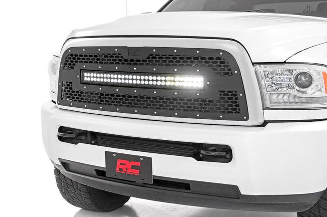 Rough Country Dodge Mesh Grille w/30 Inch Dual Row Black Series LED 13-18 RAM 2500/3500