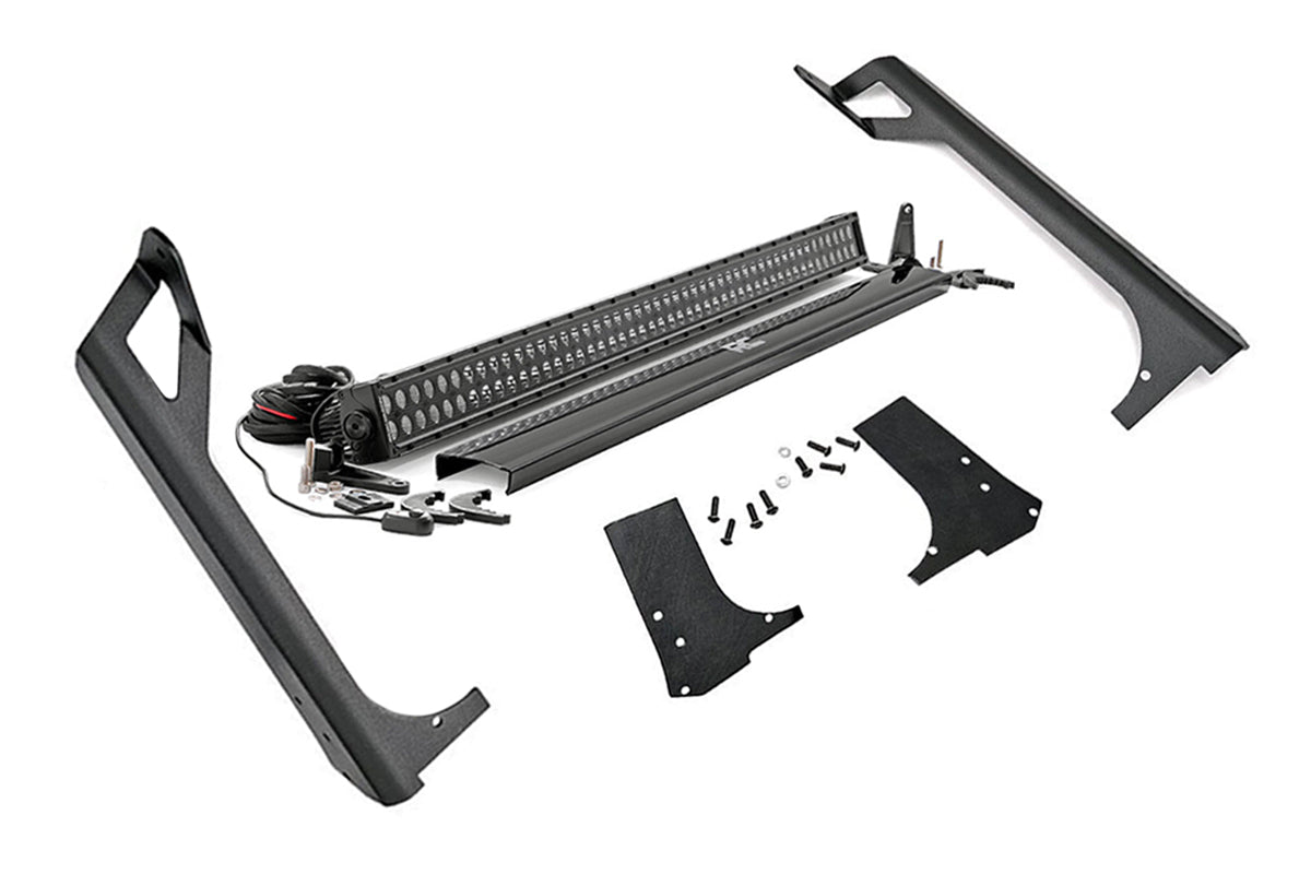 Rough Country Jeep 50-Inch Straight LED Light Bar Upper Windshield Kit w/ Black Series LED 97-06 TJ