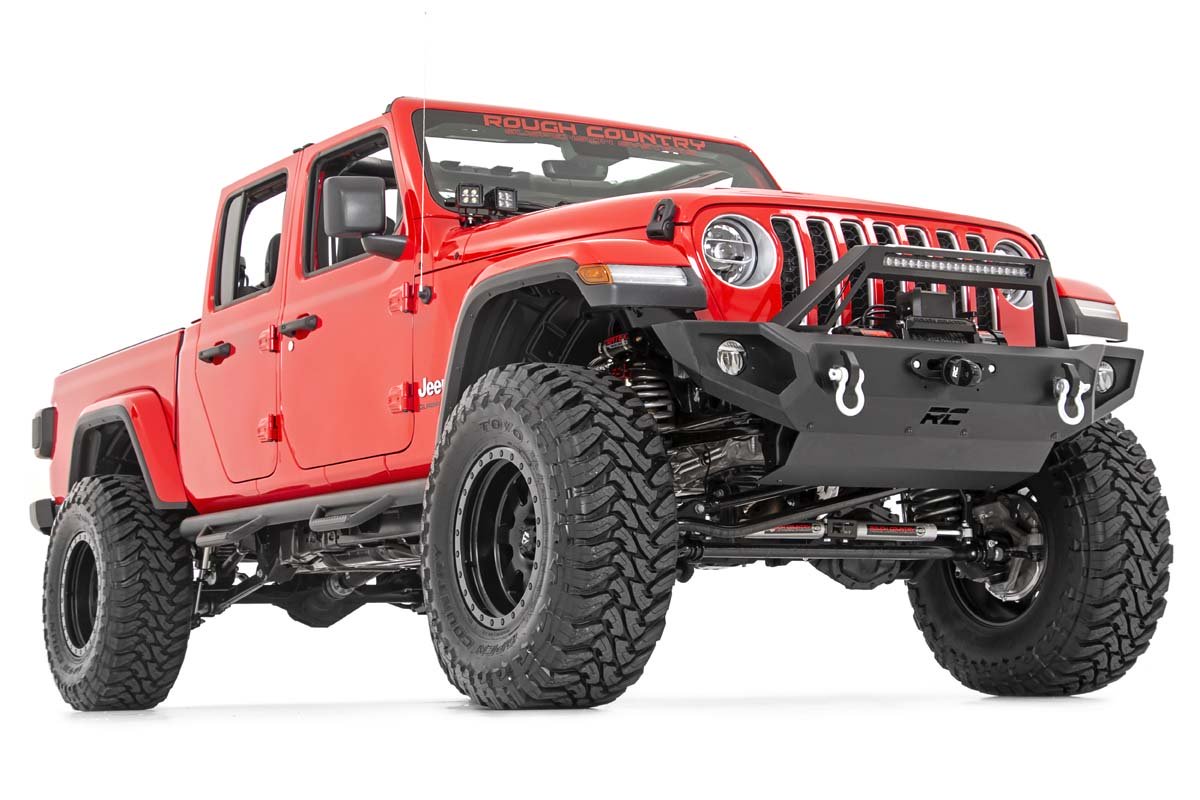 Rough Country Jeep Quad LED Light Pod KitBlack Series w/White DRL 18-20 JL/20 Gladiator