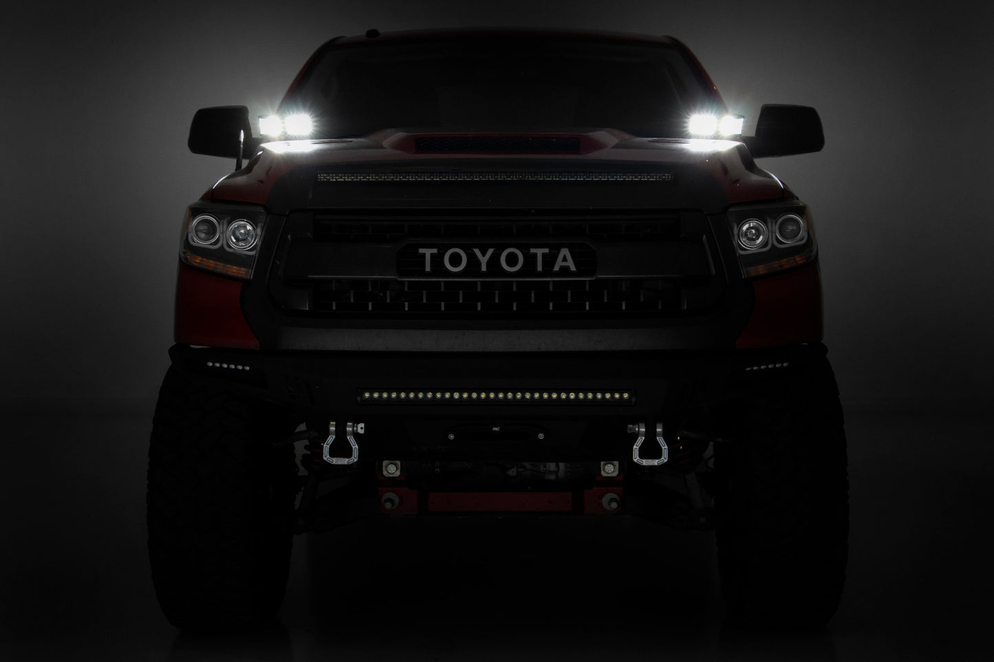 Rough Country Toyota 2-inch LED Lower Windshield Ditch Kit (14-20 Tundra Black Series Flood Pattern)