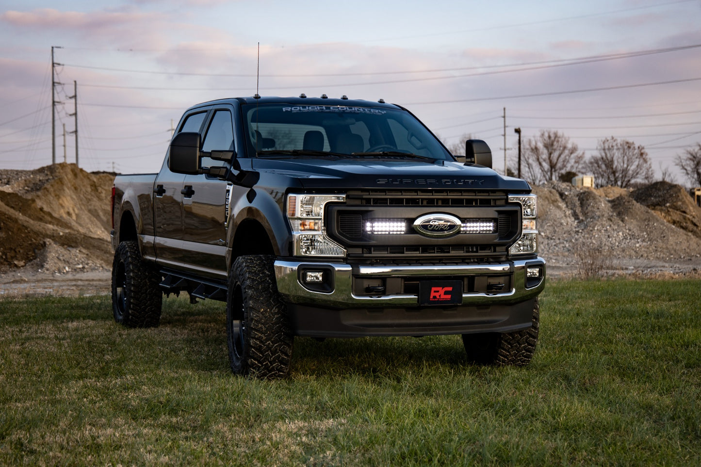 Rough Country LED Light Kit Grille Mount 10 Inch Black Series Slimline 20-22 Ford Super Duty