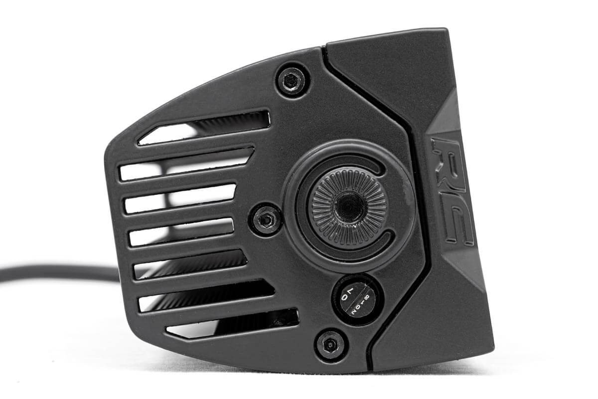 Rough Country 2 Inch Square Cree LED Lights Pair Black Series w/Amber DRL