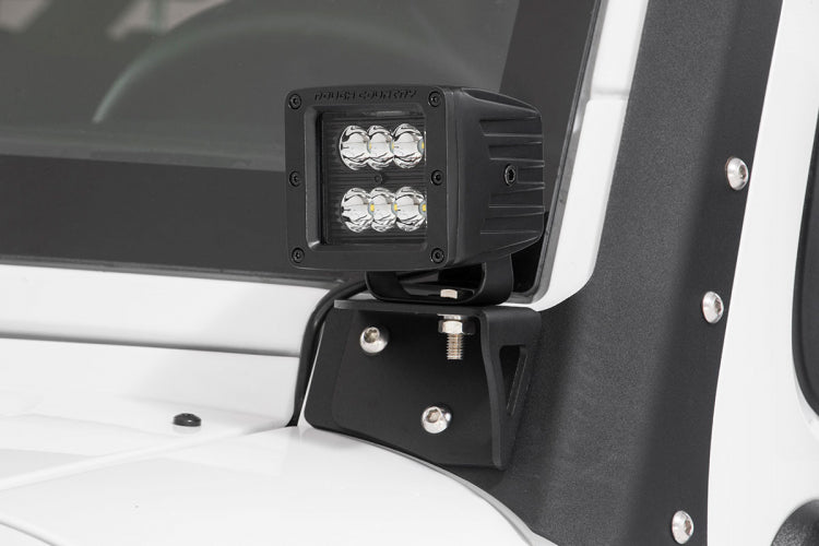 Rough Country 2 Inch Square Cree LED Lights Pair Black Series, Spot Beam