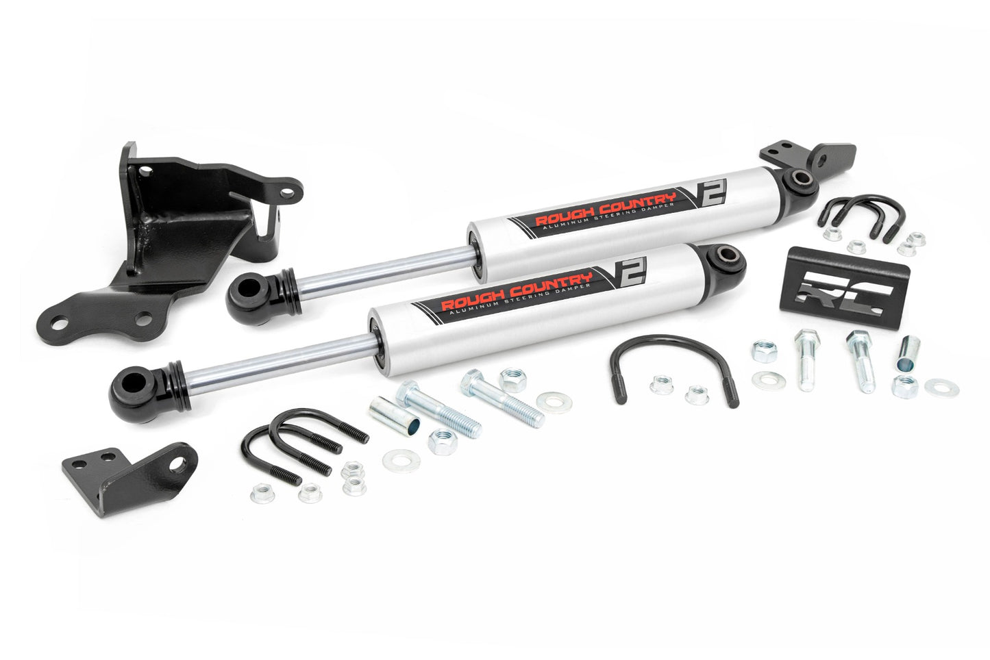 Rough Country V2 Steering Stabilizer Dual 20-22 Jeep Gladiator JT/18-22 Wrangler JL