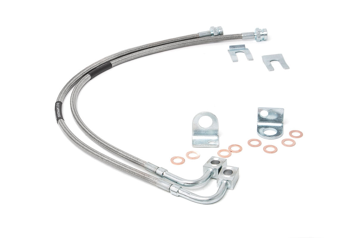 Rough Country Jeep Front Stainless Steel Brake Lines 4.0-6.0 Inch 07-18 Wrangler JK