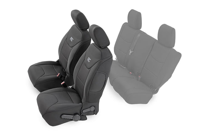 Rough Country Jeep Neoprene Front Seat Cover Black 13-18 Wrangler JK Unlimited