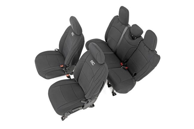 Rough Country Jeep Neoprene Seat Cover Set Black 18-20 Wrangler JL Unlimited w/Rear Center Armrest