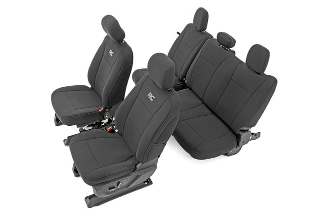 Rough Country F-150 Neoprene Front & Rear Seat Cover Black 15-20 F-150 XL, XLT