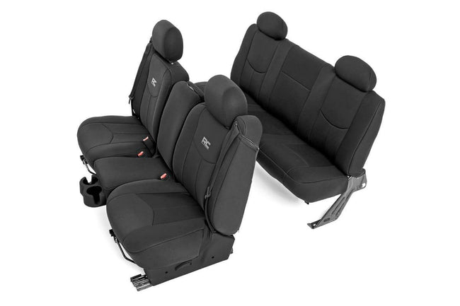 Rough Country Neoprene Front & Rear Seat Cover Combo Black 99-06 Silverado/Sierra 1500