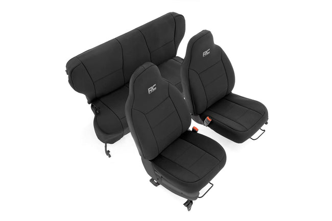 Rough Country Jeep Neoprene Seat Cover Set Black 97-01 XJ w/Non-Detachable Headrest