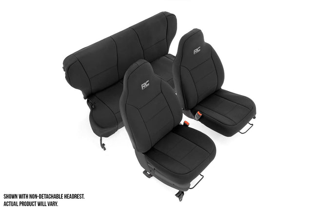 Rough Country Jeep Neoprene Seat Cover Set Black 97-01 XJ w/Detachable Headrest